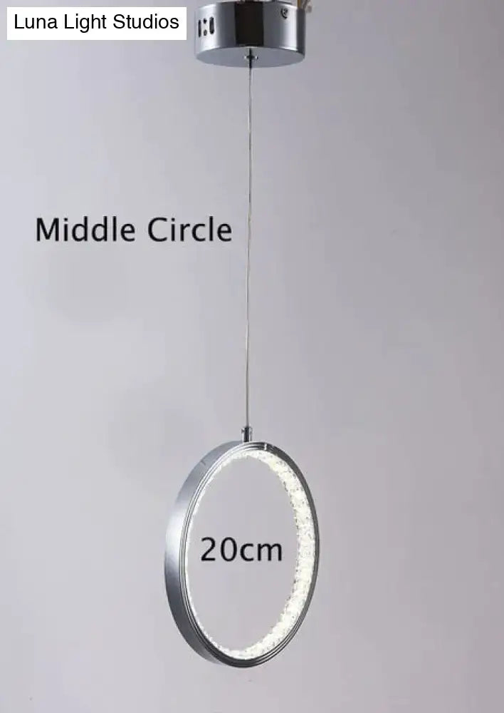 Chrome Crystal Rings Pendant light by Decorbites, circular chrome frame with crystal ring, 20 cm on Tampa Home & Garden Store