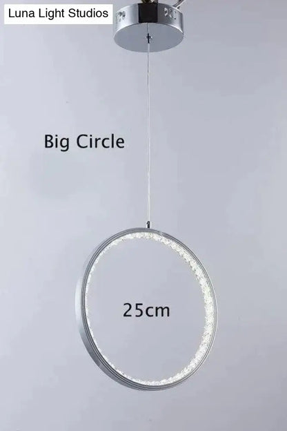 Chrome Crystal Rings Pendant light with a big circular crystal ring, 25cm diameter on Tampa Home & Garden Store