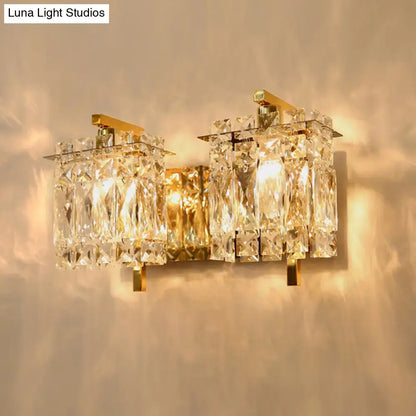 Chrome Crystal Sconce Light with twin crystal prisms and brass mounts wall-mounted fixture on Tampa Home & Garden Store