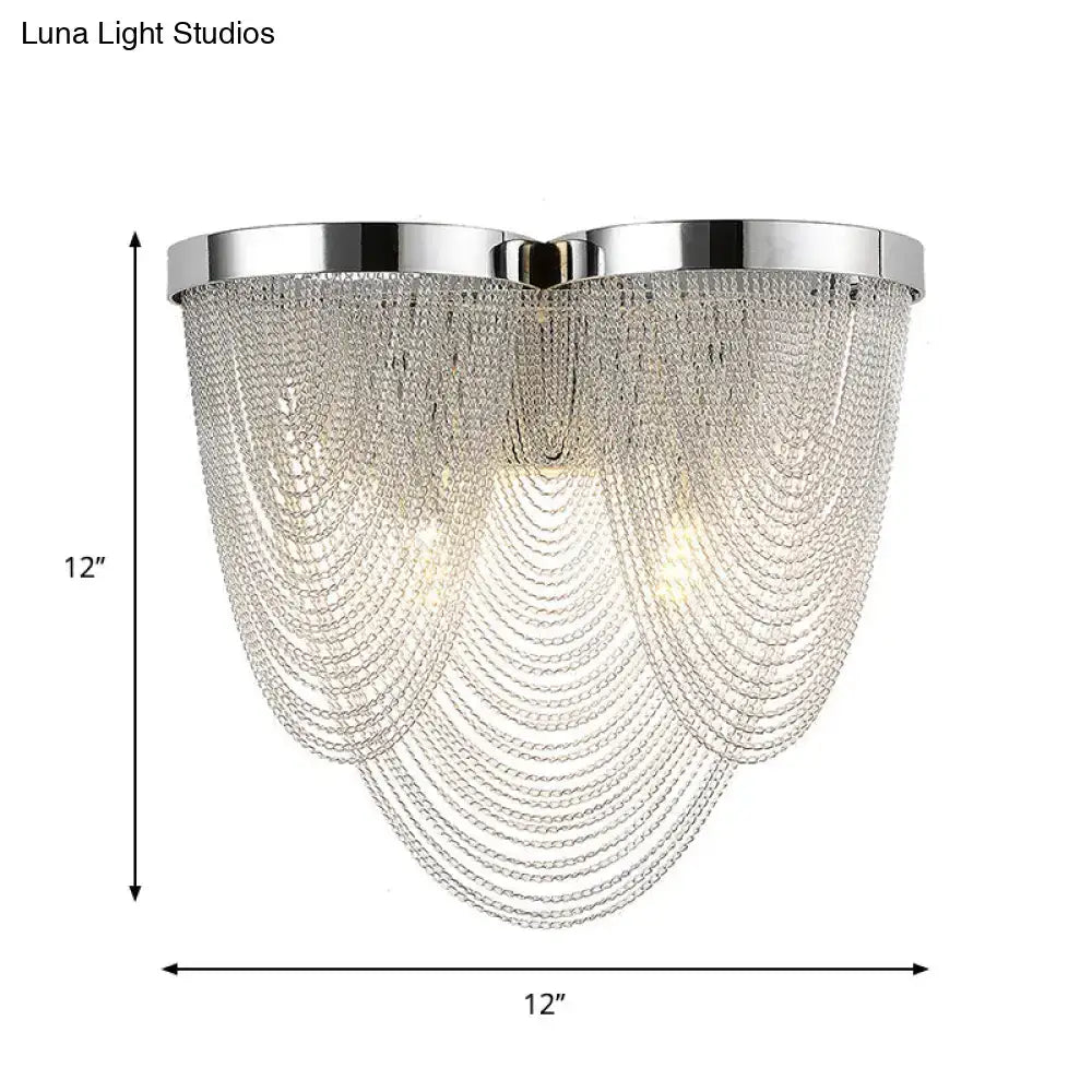 Chrome Crystal Tassel Dual-LED Sconce with hanging crystal bead chains by Decorbites on Tampa Home & Garden Store