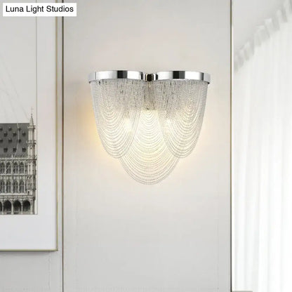 Chrome Crystal Tassel Dual-LED Sconce by Decorbites; wall sconce with crystal tassels on Tampa Home & Garden Store