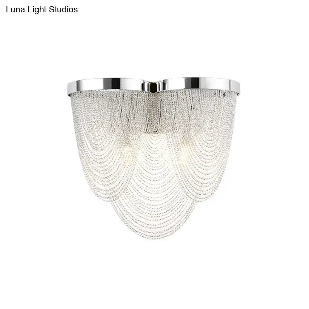 Decorbites aluminum chrome wall light dual-light G9 with dangling crystal bead chains on Tampa Home & Garden Store