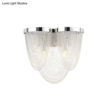 Decorbites aluminum chrome wall light dual-light G9 with dangling crystal bead chains on Tampa Home & Garden Store