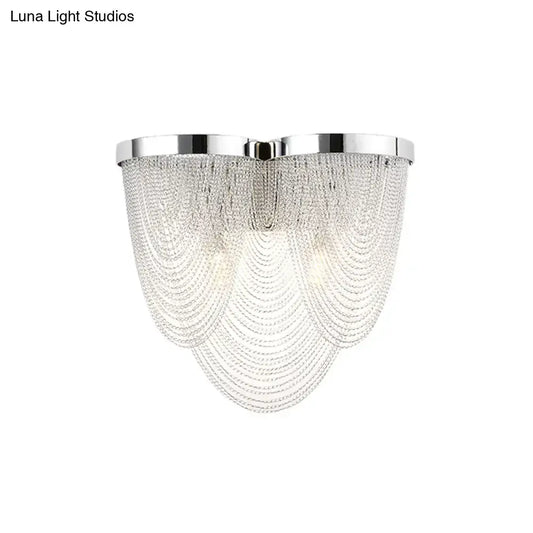 Decorbites aluminum chrome wall light dual-light G9 with dangling crystal bead chains on Tampa Home & Garden Store