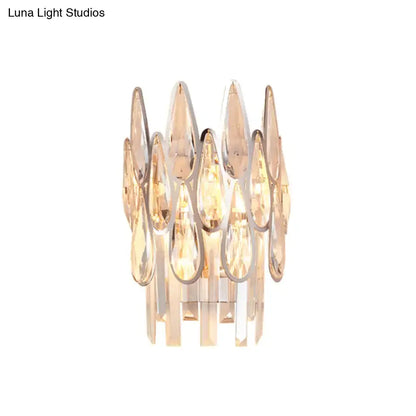 Chrome teardrop crystal sconce dimmable by Decorbites with hanging prisms on Tampa Home & Garden Store
