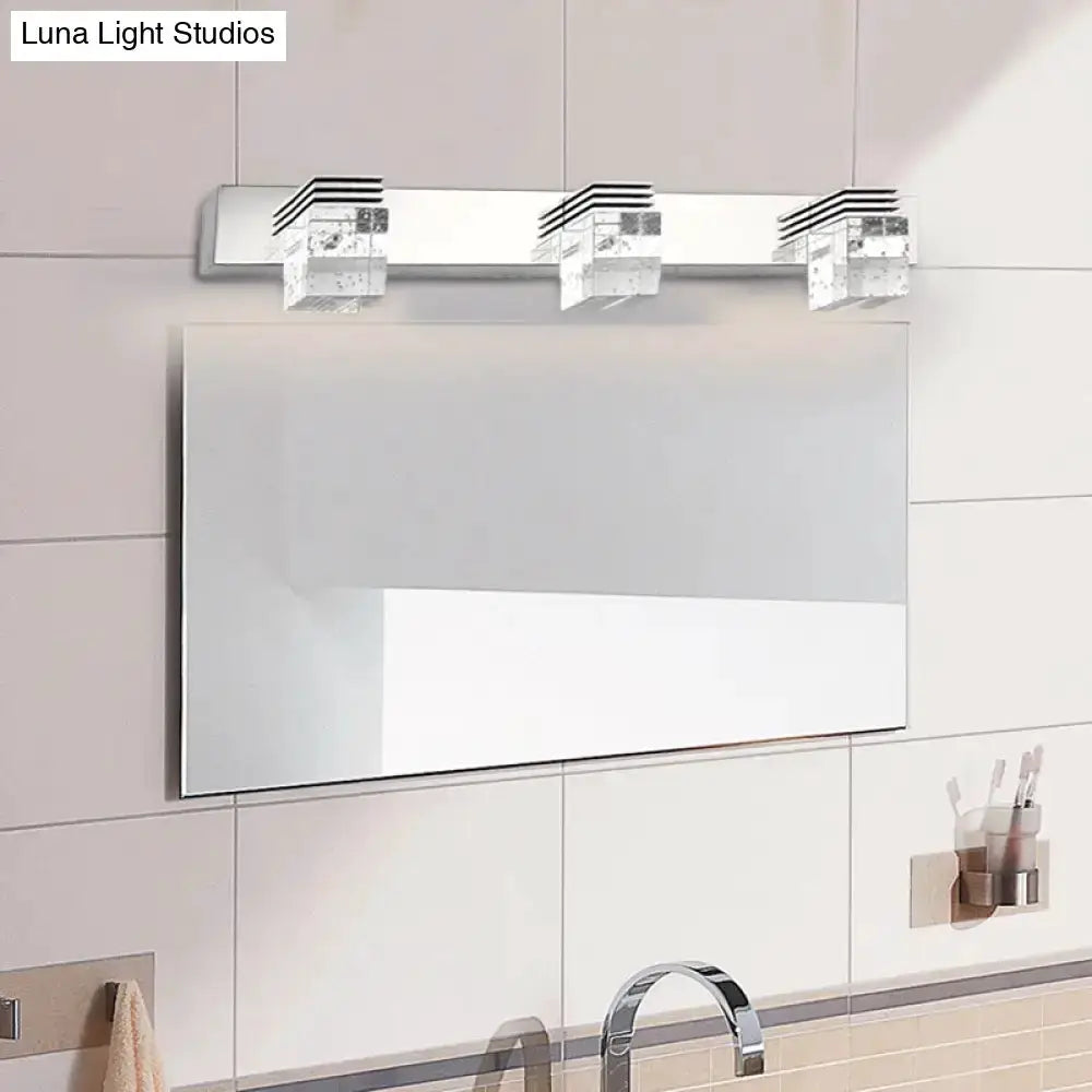 Modern Chrome Crystal Vanity Light Fixture