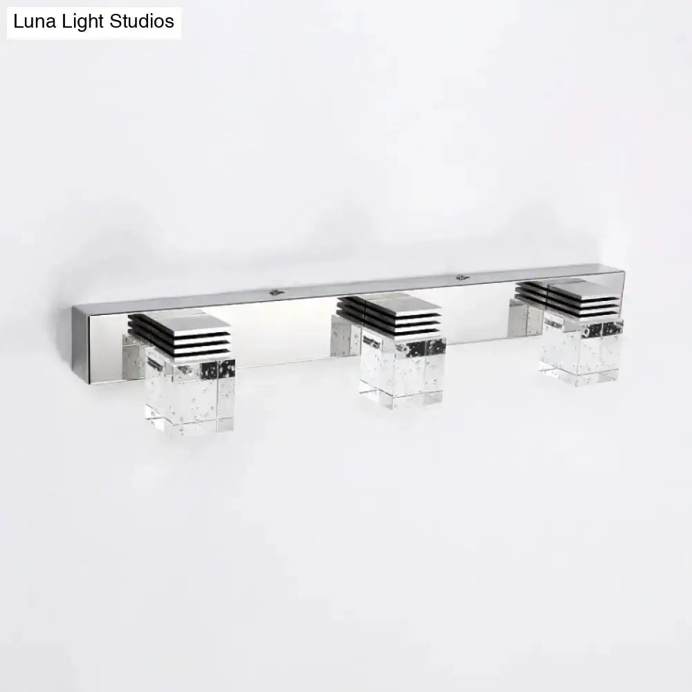 Modern Chrome Crystal Vanity Light Fixture