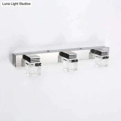 Modern Chrome Crystal Vanity Light Fixture