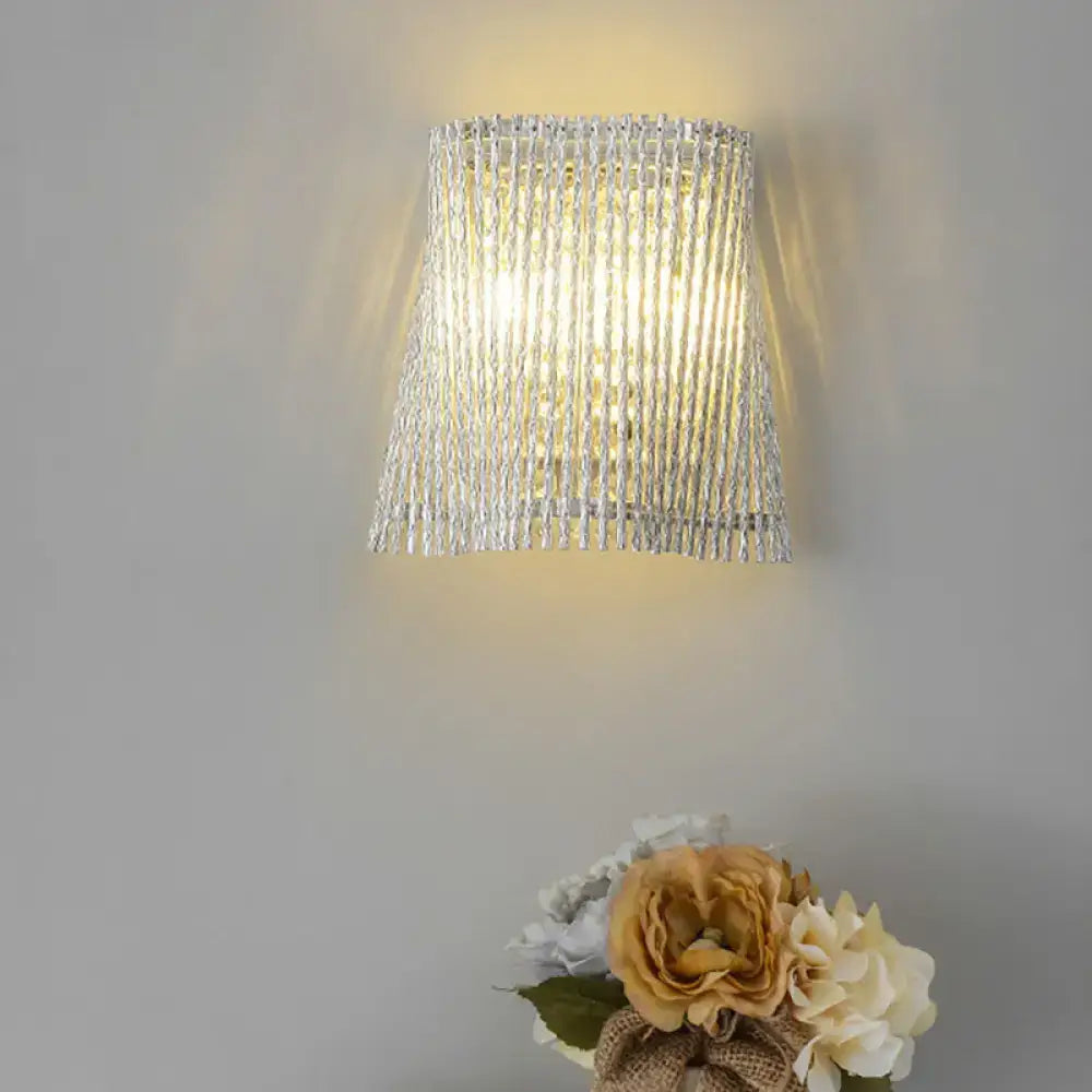 Beaded Chrome Crystal Sconce by Decorbites, bead shade lights a wall mount with glow on Tampa Home & Garden Store