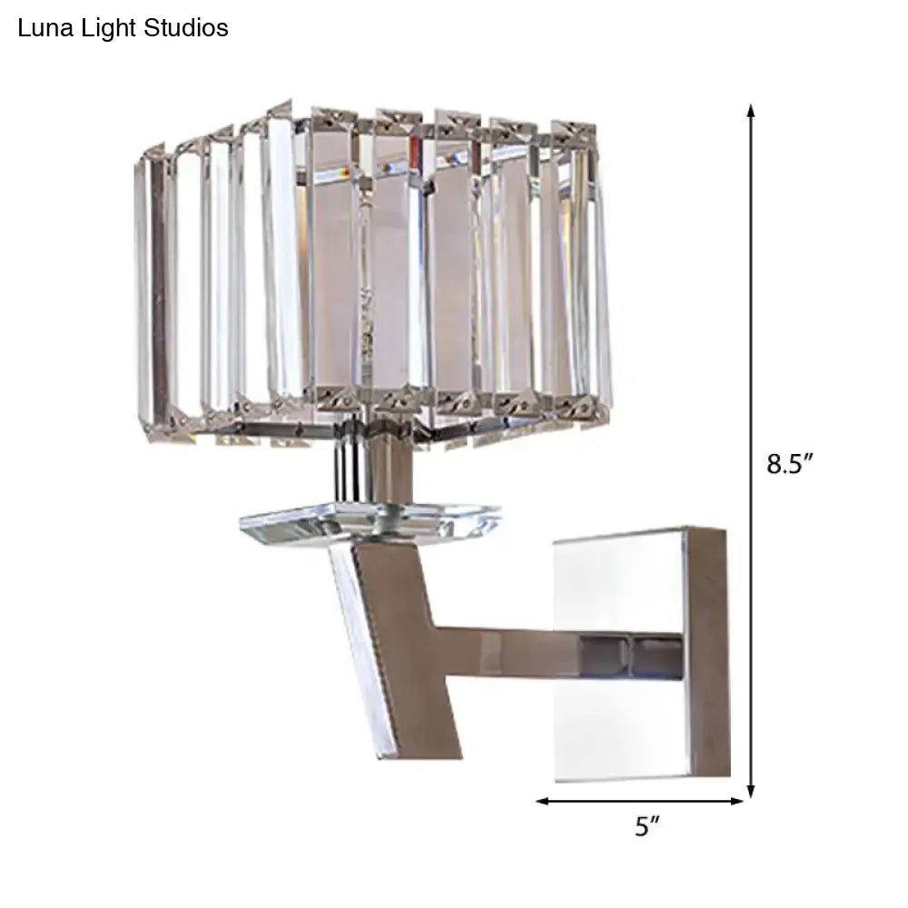 Cubic Chrome Wall Light with crystal cube shade and chrome finish by Decorbites on Tampa Home & Garden Store