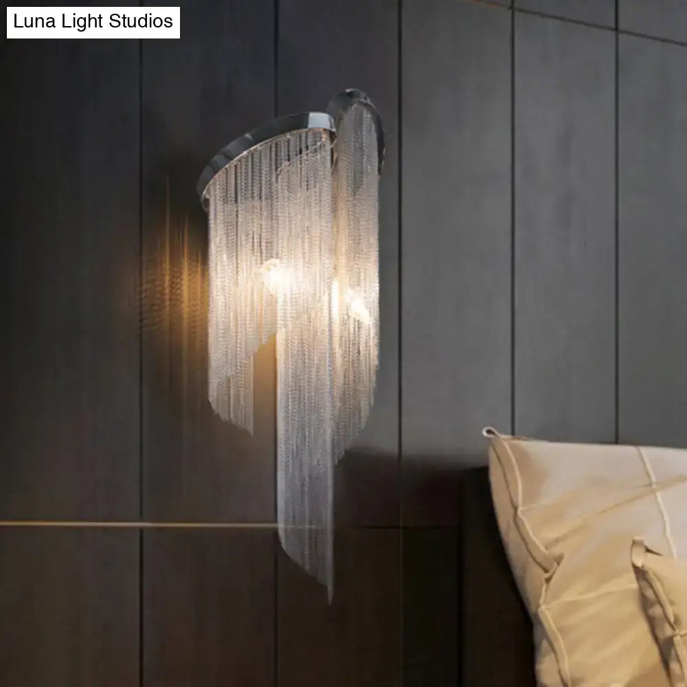 Chrome Minimalist Wall Lamp with hanging crystal strands, wall-mounted Decorbites on Tampa Home & Garden Store