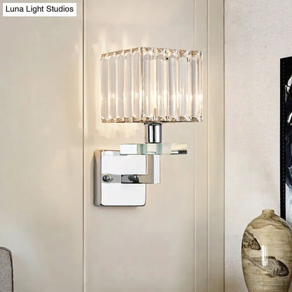 Chrome Cuboid Wall Light by Decorbites, crystal glass shade, polished chrome finish on Tampa Home & Garden Store