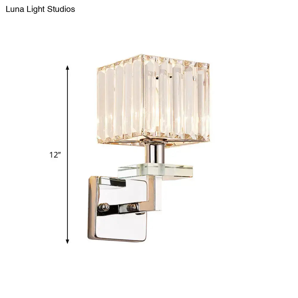 Chrome Cuboid Wall Light with crystal glass shade and chrome finish Decorbites on Tampa Home & Garden Store