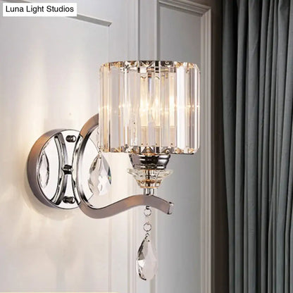 Chrome Crystal Block Sconce wall light by Decorbites with crystal prism shade on Tampa Home & Garden Store
