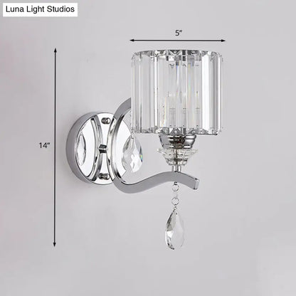 Chrome Crystal Block Sconce by Decorbites, chrome finish with crystal block shade on Tampa Home & Garden Store