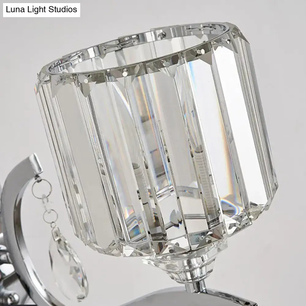 Chrome Crystal Block Sconce with chrome finish and crystal prism shade by Decorbites on Tampa Home & Garden Store