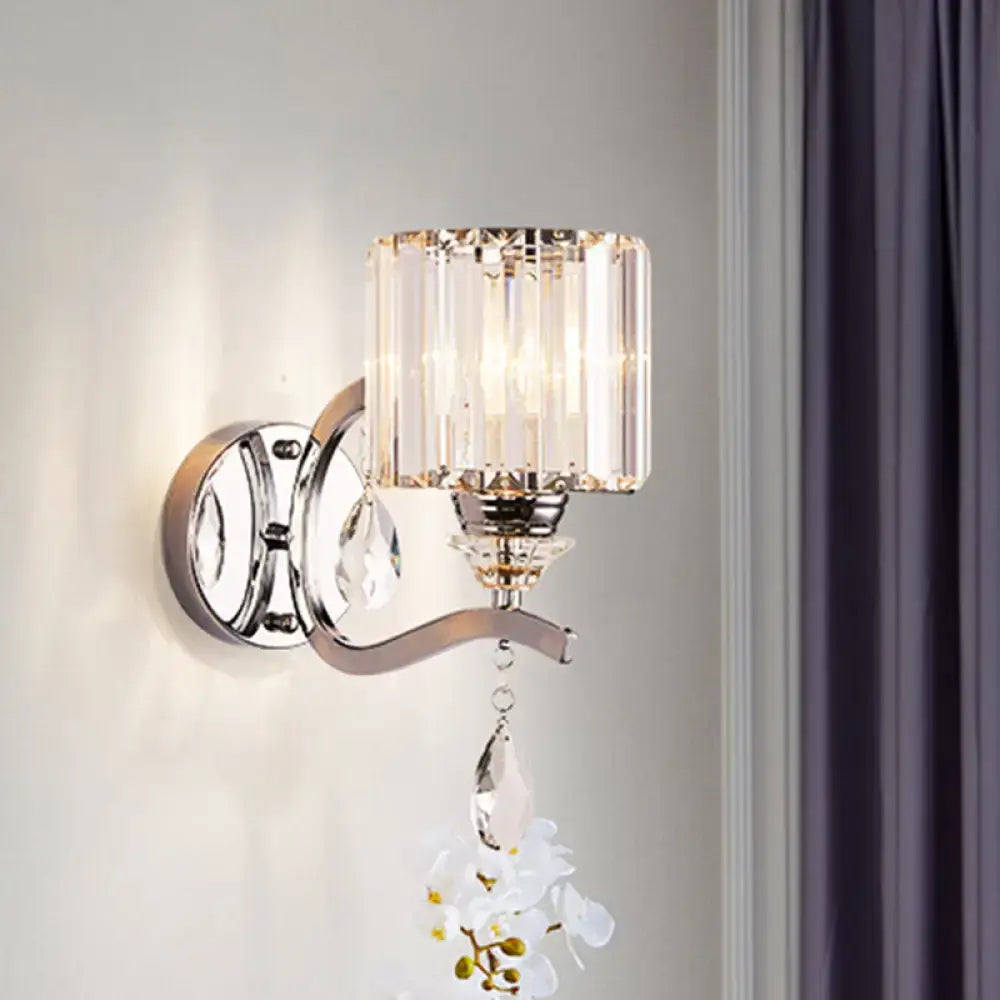 Chrome Crystal Block Sconce with crystal shade by Decorbites on Tampa Home & Garden Store
