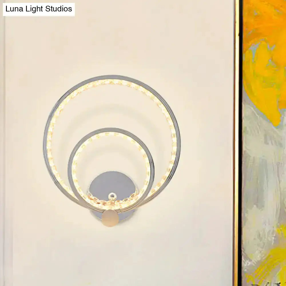 Modern Chrome Dual Ring Led Wall Light Fixture