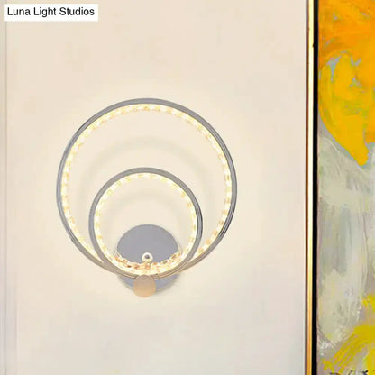 Modern Chrome Dual Ring Led Wall Light Fixture