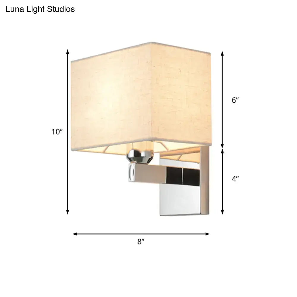 Chrome Fabric Linen-Shade Wall Sconce by Decorbites with beige linen shade and chrome hardware on Tampa Home & Garden Store