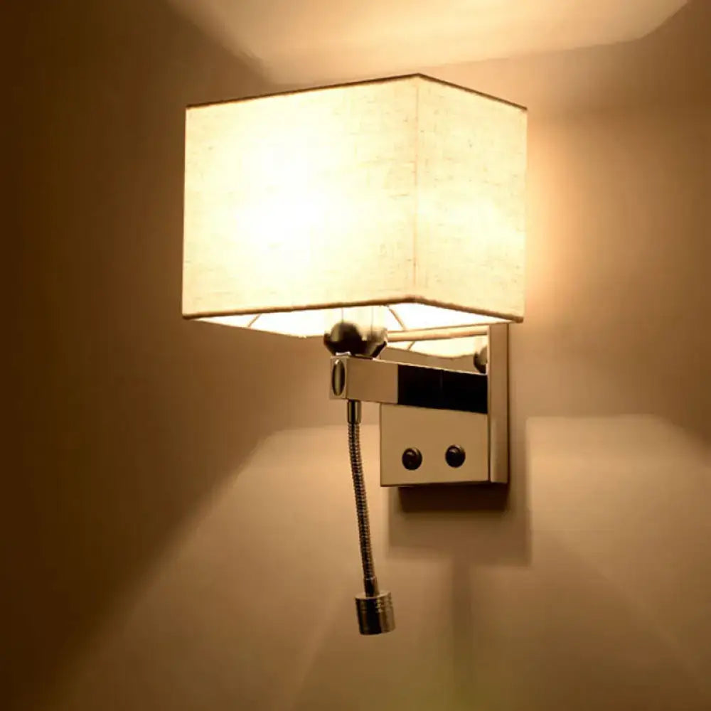Chrome fabric linen-shade wall sconce with pull-chain and chrome mounting plate on Tampa Home & Garden Store