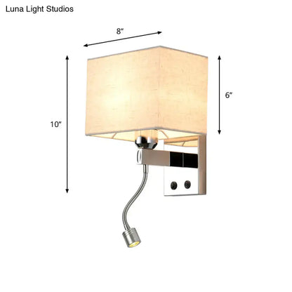 Decorbites chrome fabric linen-shade wall sconce with adjustable spotlight on Tampa Home & Garden Store