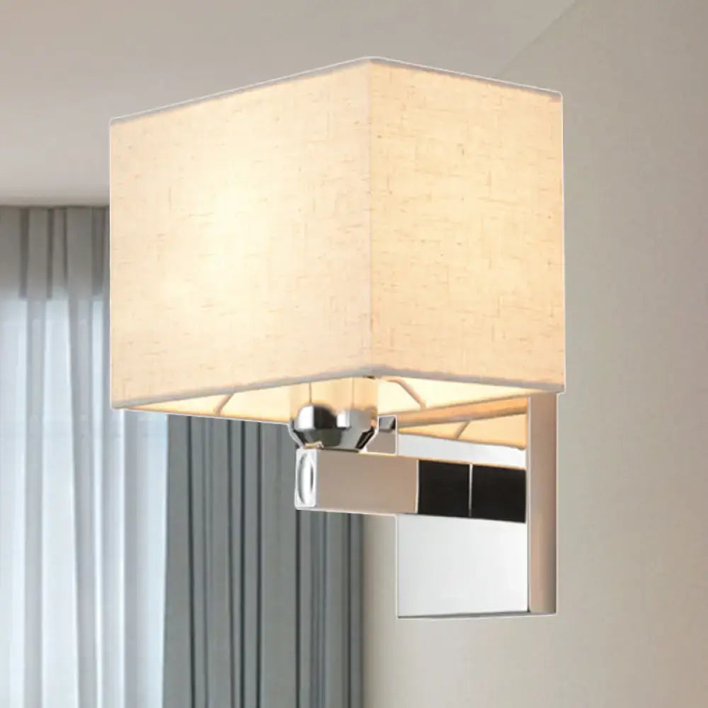 Chrome Fabric Linen-Shade Wall Sconce by Decorbites with chrome backplate and linen shade on Tampa Home & Garden Store
