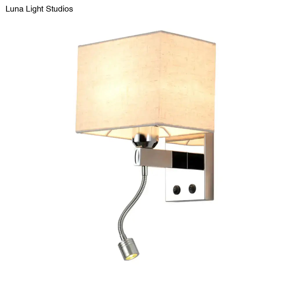 Chrome Fabric Linen-Shade Wall Sconce with adjustable gooseneck reading light by Decorbites on Tampa Home & Garden Store