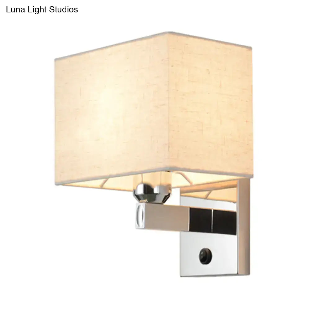 Decorbites chrome fabric linen-shade wall sconce with rectangular chrome mount on Tampa Home & Garden Store