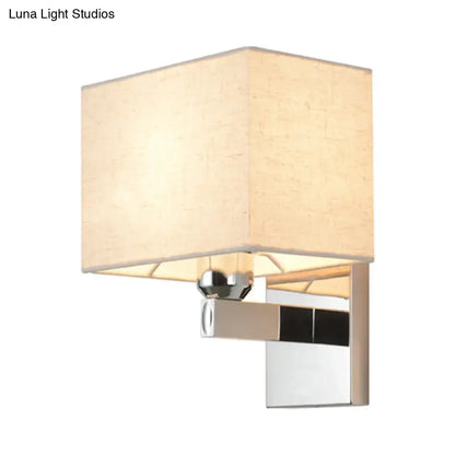 Chrome fabric linen-shade wall sconce by Decorbites with square chrome mount on Tampa Home & Garden Store
