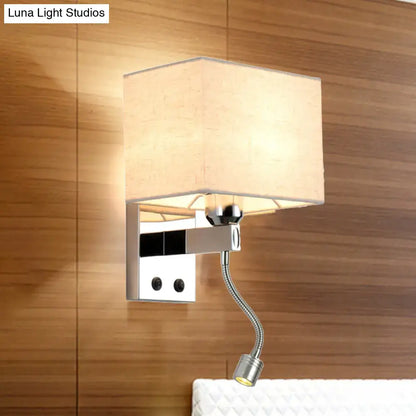 Chrome fabric linen shade wall sconce with adjustable metal neck by Decorbites on Tampa Home & Garden Store