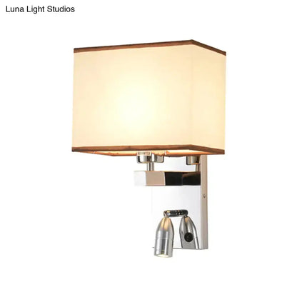 Modern chrome fabric LED wall sconce with beige shade by Decorbites on Tampa Home & Garden Store