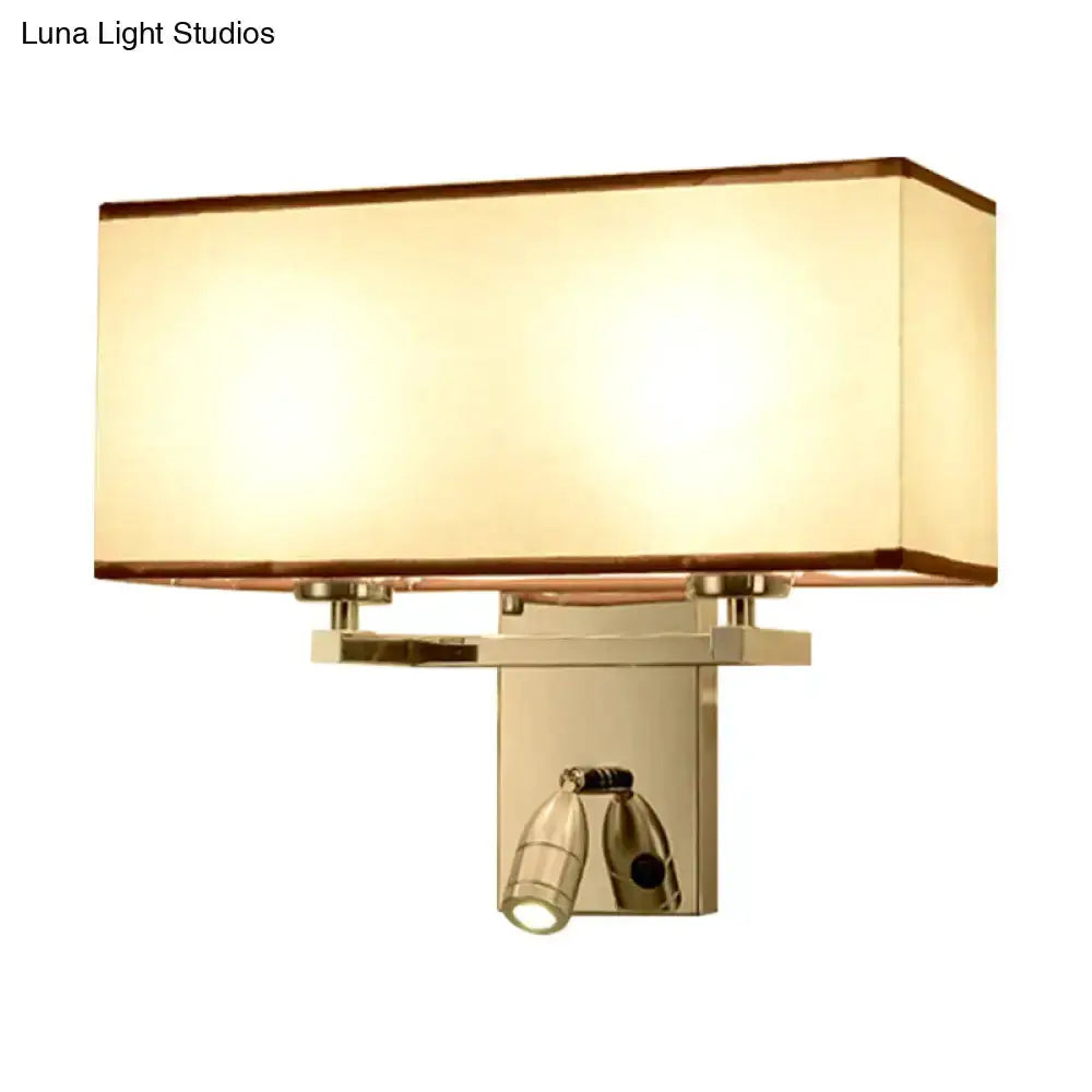 Modern chrome fabric LED wall sconce by Decorbites with beige shade bedroom lighting fixture on Tampa Home & Garden Store