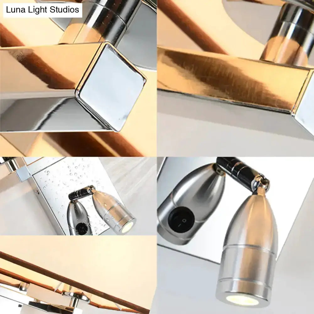 Modern chrome fabric LED wall sconce with dual-head cylindrical lights for bedroom on Tampa Home & Garden Store