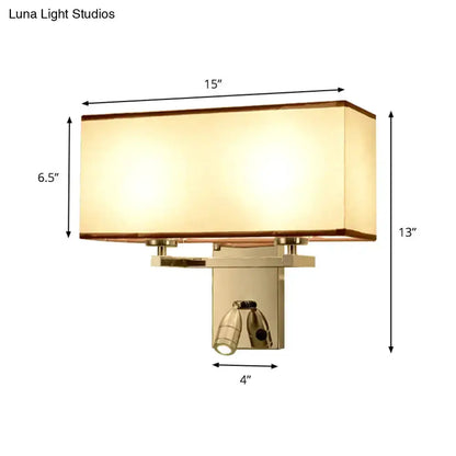 Modern chrome fabric LED wall sconce, cream shade, 6.5in height, brass hardware, 15in wide on Tampa Home & Garden Store