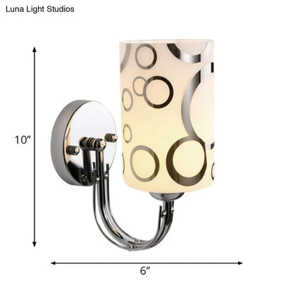 Chrome Glass Wall Sconce by Decorbites with cylindrical shade featuring circular ring pattern on Tampa Home & Garden Store