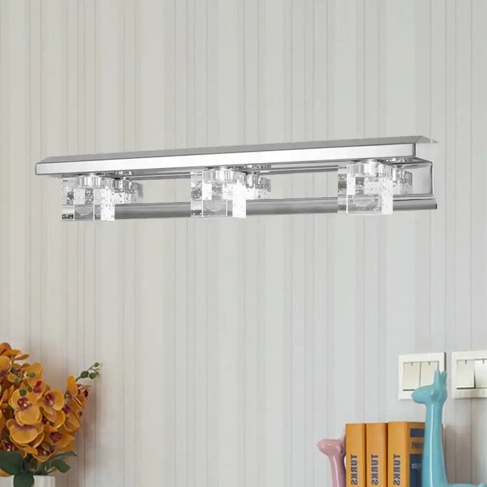 Chrome crystal vanity sconce by Decorbites, modern bathroom light with crystal cubes on Tampa Home & Garden Store