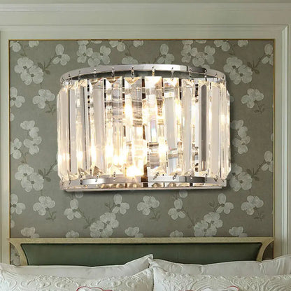 Decorbites chrome crystal wall lamp E12-E14 compatible with hanging prisms for bedroom on Tampa Home & Garden Store