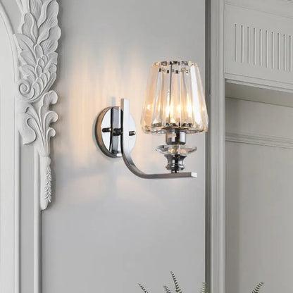 Modern Chrome Crystal Wall Sconce for Home