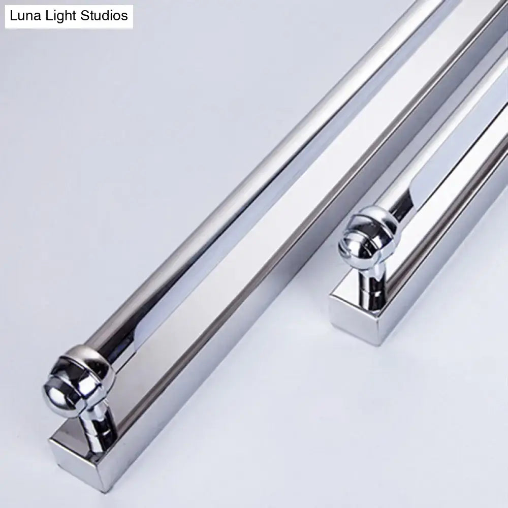 Chrome LED vanity lamp linear bar with dual square mount bases and rounded end fixtures on Tampa Home & Garden Store