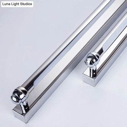 Chrome LED vanity lamp linear bar with dual square mount bases and rounded end fixtures on Tampa Home & Garden Store