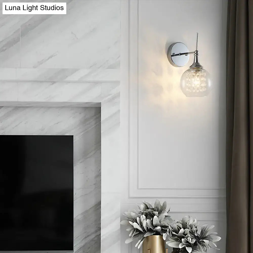 Chrome crystal glass wall sconce lamp by Decorbites with crystal globe on Tampa Home & Garden Store