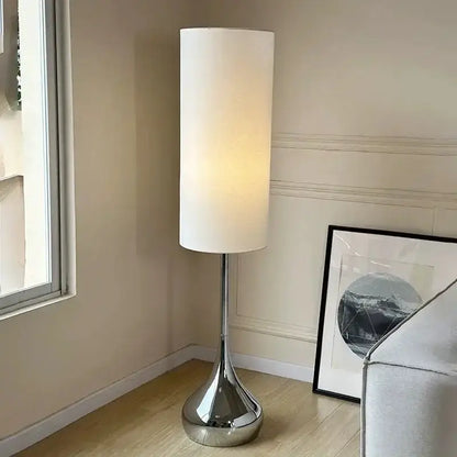 Cream Fabric Shade Floor Lamp with Chrome Base