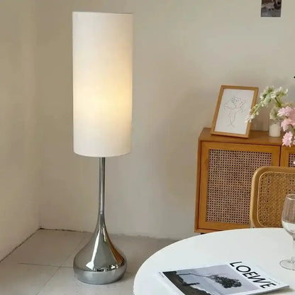 Cream Fabric Shade Floor Lamp with Chrome Base