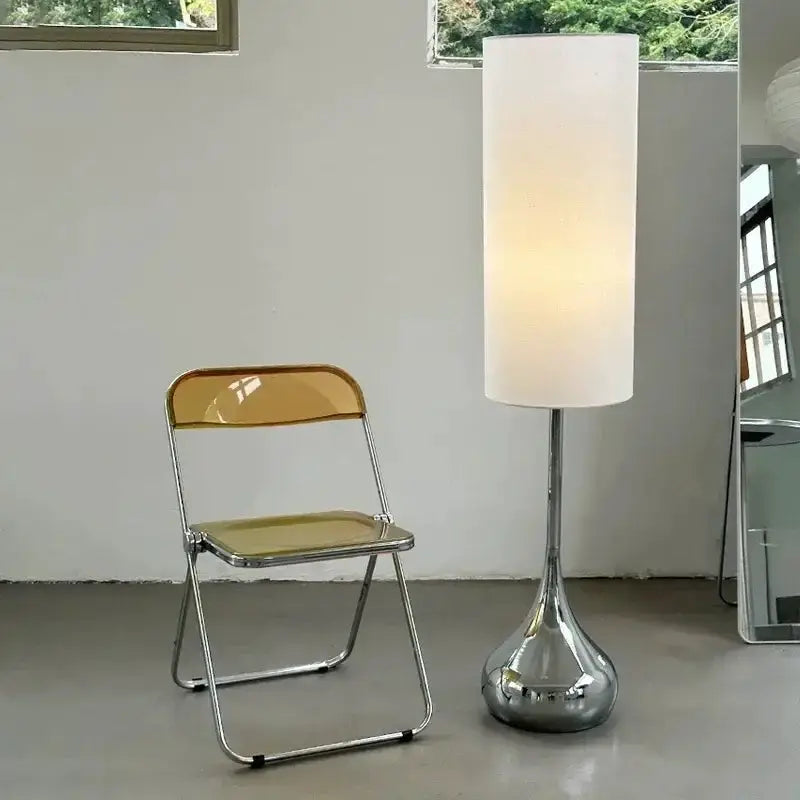 Cream Fabric Shade Floor Lamp with Chrome Base