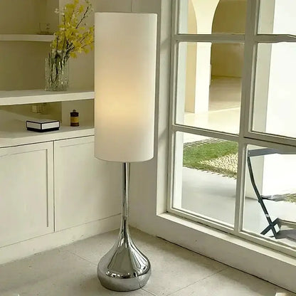 Cream Fabric Shade Floor Lamp with Chrome Base