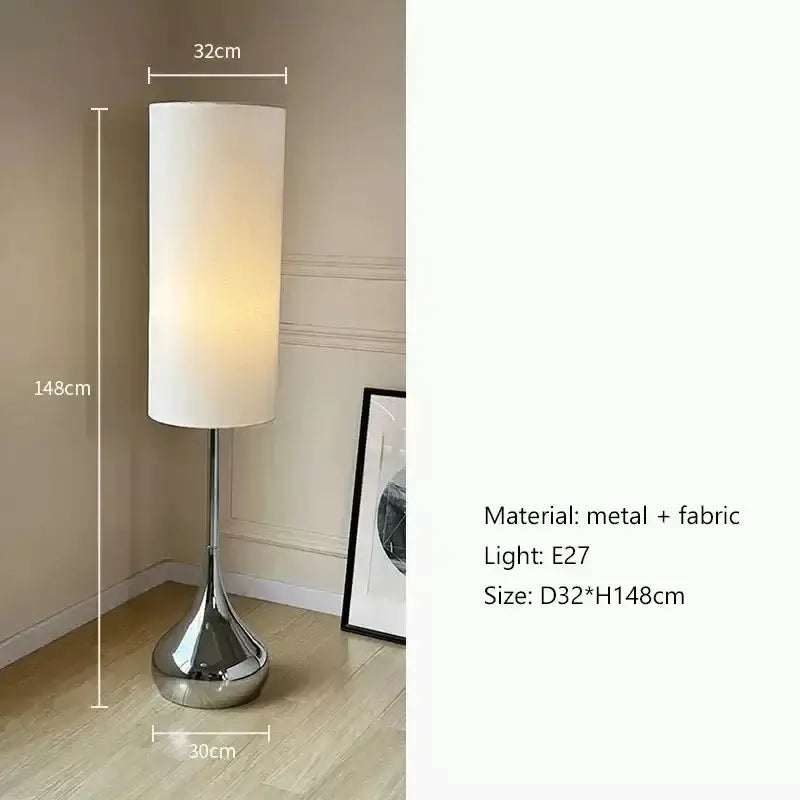 Cream Fabric Shade Floor Lamp with Chrome Base