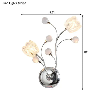 Chrome flower wall sconce with glass bloom shades by Decorbites on Tampa Home & Garden Store
