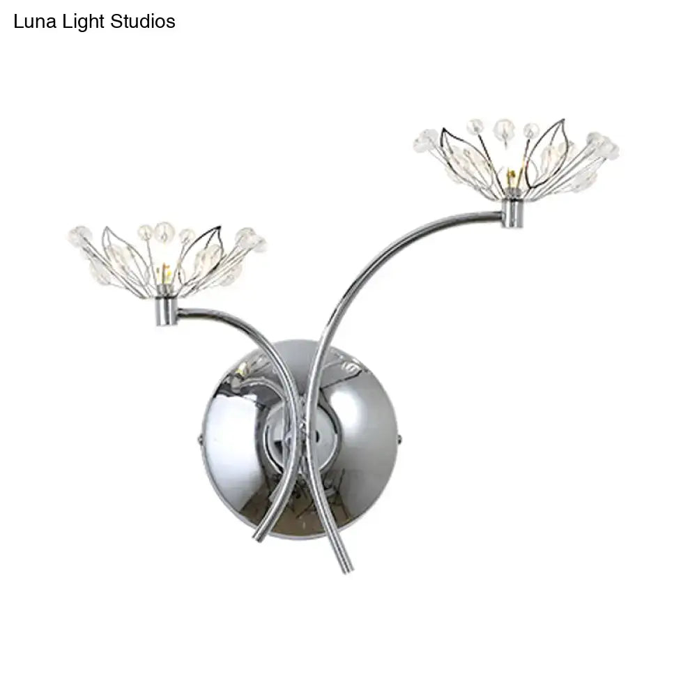Chrome Crystal Stamen Wall Sconce by Decorbites with dual curved arms on Tampa Home & Garden Store