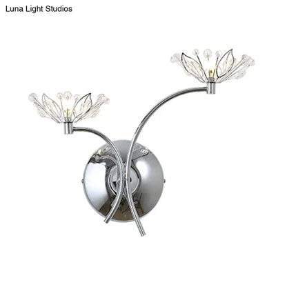 Chrome Crystal Stamen Wall Sconce by Decorbites with dual curved arms on Tampa Home & Garden Store